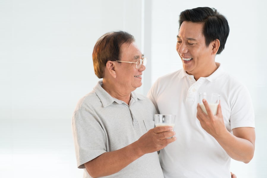 Father Drinking Milk for Health